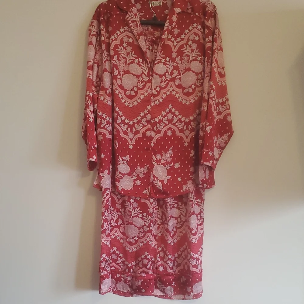 FREE PEOPLE INTIMATELY DREAMY DAYS PJ SET IN CHERRY COMBO - Picture 6 of 11